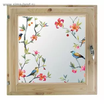 Окно, 80×80см, "Пташки", однокамерный стеклопакет