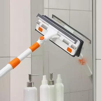 Окномойка с насадкой из микрофибры Raccoon, фиксатор, стальная телескопическая ручка, 28,58,585(135) см