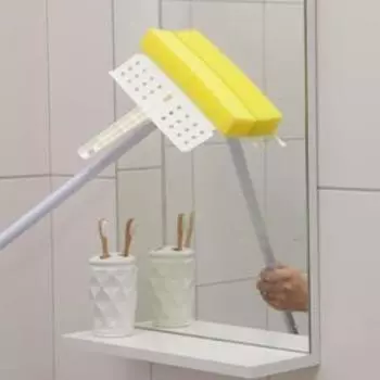 Окномойка с отжимом, металлическая ручка, насадка поролон, пластиковый отжим, 21,576105 см