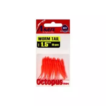 Октопус ASARI Worm Tail, 1.5", красный, 10 шт., набор, 02132_296