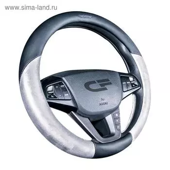 Оплетка Barcelona, экокожа-велюр, черный/cерый