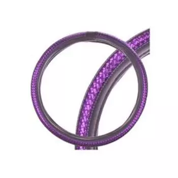 Оплетка кожаная, L черная Skyway, с фиолетовой плетёной вставкой, S01102375