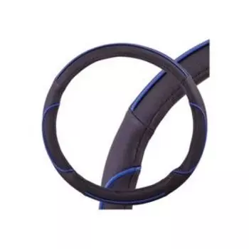 Оплетка кожаная, L черная Skyway, с синей полоской S01102338, S01102338