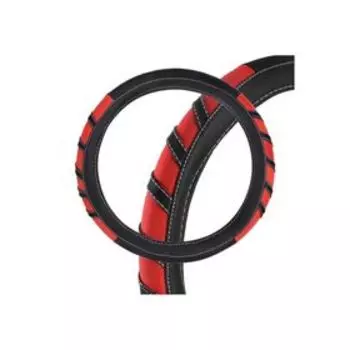 Оплетка кожаная, M черная,красная Skyway, спорт ECO, S01102059