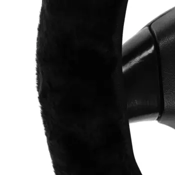 Оплетка на руль на резинке, искусственный мех, D 37-38 см, чёрная, размер M