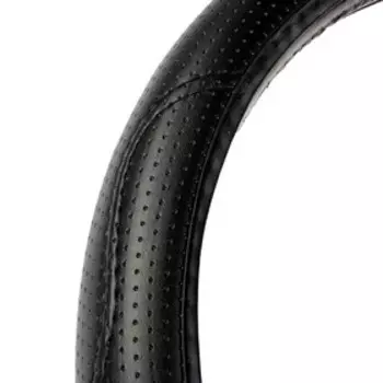 Оплетка на руль Nova Bright экокожа, перфорация, с строчкой, черная, размер М