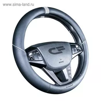 Оплетка Sector, экокожа, черный/серый