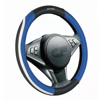 Оплетка Step, экокожа, черный/синий/белый/черный/белый