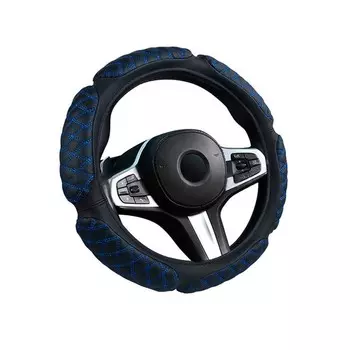Оплётка на руль CarFashion SCOTCH, размер M, цвет черный/синий