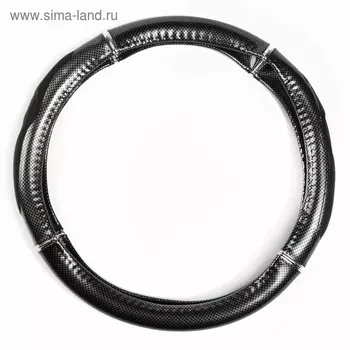 Оплётка руля AUTOPROFI GL-1025 CARBON (M) PU кожа, гелевый наполнитель, спортивный дизайн, вставки под карбон