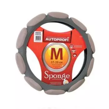 Оплётка руля AUTOPROFI SP-9030 D.GY (M), алькантара, 10 "подушечек", наполнитель поролон с памятью 2 см, цвет тёмно-серый
