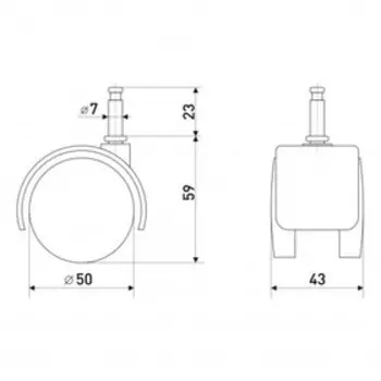 Опора колесная 50 мм со штырем
