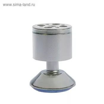 Опора мебельная, регулируемая, алюминиевая, d=50 мм, h=80 мм, цвет матовый хром