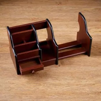 Органайзер 5 секций, 1 выдвижной ящик, 1 выдвижная полка, серия Ясень шимо темный с кантом темным