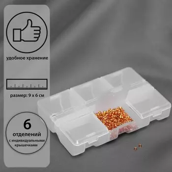 Органайзер, 9 6 1,8 см, 6 отделений, цвет прозрачный