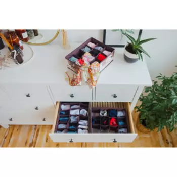 Органайзер для хранения белья Доляна «Астра», 12 ячеек, 322412 см, коричневый