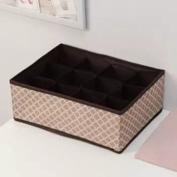 Органайзер для хранения белья Доляна «Браун», 12 ячеек, 322412 см, коричневый