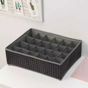 Органайзер для хранения белья Доляна «Кло», 24 ячейки, 383012 см, чёрный