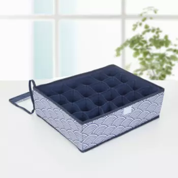 Органайзер для хранения белья Доляна «Волна», 24 ячейки, с прозрачной крышкой, 383012 см, синий