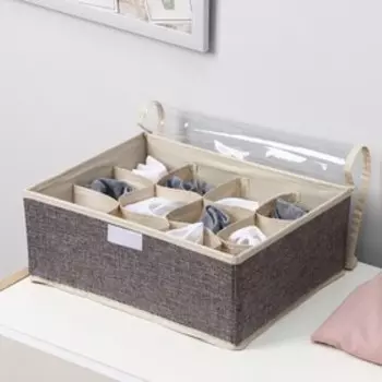 Органайзер для хранения белья Доляна «Тео», 12 ячеек, с прозрачной крышкой, 322312 см, серый