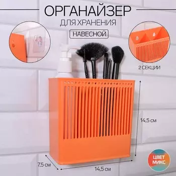 Органайзер настенный Classic, 2 секции, с клеевыми крючками, 14.514.57.5 см, МИКС