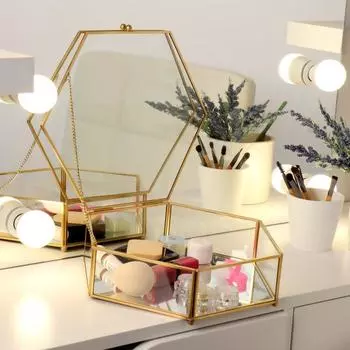 Органайзер для хранения, с крышкой, 1 секция, 26 23,5 7,1 см, в картонной коробке, цвет прозрачный/медный