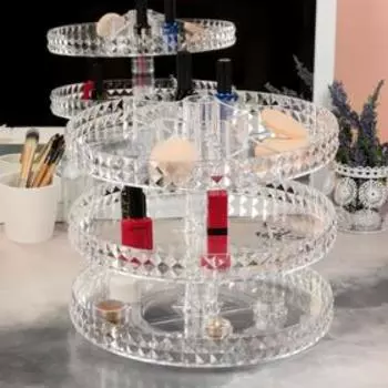 Органайзер для хранения маникюрных/косметических принадлежностей, трёхуровневый, 11 секций, 28,5 × 32 см, цвет прозрачный