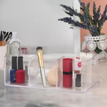 Органайзер для хранения маникюрных/косметических принадлежностей, 4 секции, 13,5 × 25,5 × 8,3 см, цвет прозрачный