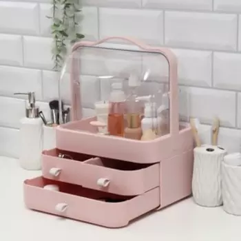 Органайзер для хранения, с крышкой, 1 секция, 3 выдвижных ящика, 26,5 × 18 × 34,7 см, в картонной коробке, цвет МИКС