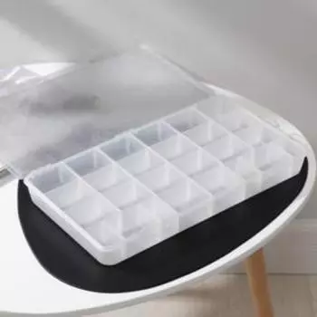 Органайзер для хранения мелочей с разделителями, 28 ячеек, 35,5×21×4,2 см, цвет белый перламутр