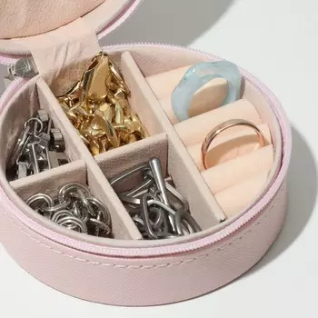 Органайзер для хранения украшений «Шкатулка портативная круг», 9,89,84,5 см, цвет розовый