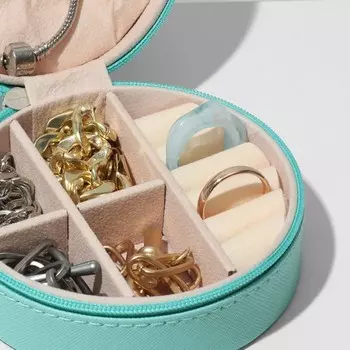 Органайзер для хранения украшений «Шкатулка портативная круг», 9,89,84,5 см, цвет голубой