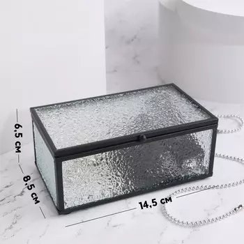 Органайзер для хранения «Wet Glass», 1 секция, с крышкой, стеклянный, с зеркальным основанием, 14,5 8,5 см, цвет прозрачный/чёрный