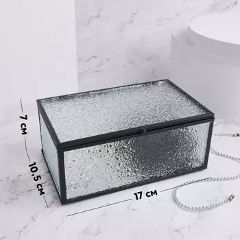 Органайзер для хранения «Wet Glass», 1 секция, с крышкой, стеклянный, с зеркальным основанием, 17 10,5 см, цвет прозрачный/чёрный
