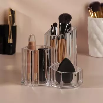 Органайзер для хранения, 3 секции, 12 14 13 см, в картонной коробке, цвет прозрачный