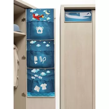 Органайзер «Котозавр» детский с клапаном, 92х27х15 см, цвет синий