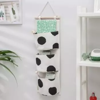 Органайзер с карманами подвесной Доляна «Далматин», 3 кармана, 5819,5 см, цвет белый