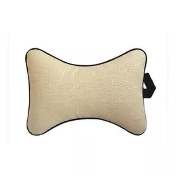 Ортопедическая подушка на подголовник из бежевой перфорированной экокожи