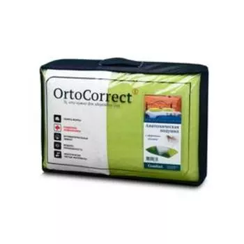 Ортопедическая подушка OrtoCorrect Comfort с 2-мя наволочками (велюр цвет фисташка + белая