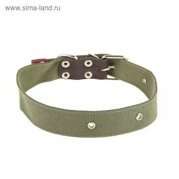 Ошейник брезентовый однослойный, 70 х 3,5 см, ОШ 30-55 см, тёмно-зелёный