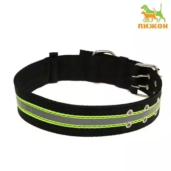 Ошейник четырехслойный светоотражающий с вертлюгом, 715 см, ОШ 55-65 см, чёрный