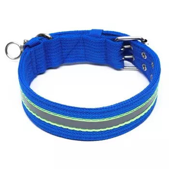 Ошейник четырехслойный светоотражающий с вертлюгом, 654 см, синий