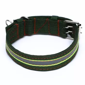 Ошейник четырехслойный светоотражающий с вертлюгом, 654 см, зелёный