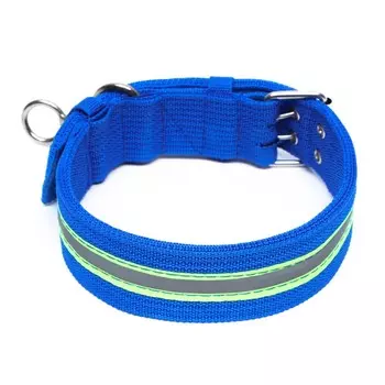 Ошейник четырехслойный светоотражающий с вертлюгом, 715 см, ОШ 55-65 см, синий