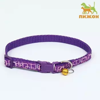 Ошейник двухслойный с фастексом "Квадраты", 30 х 1 см, фиолетовый