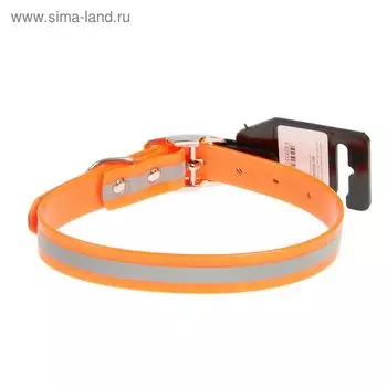 Ошейник из биотана со светоотражающей полосой, 30-40 х 2 см, оранжевый