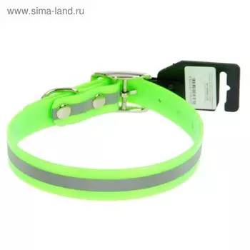 Ошейник из биотана со светоотражающей полосой, 39-51,5 х 2,5 см, зеленый