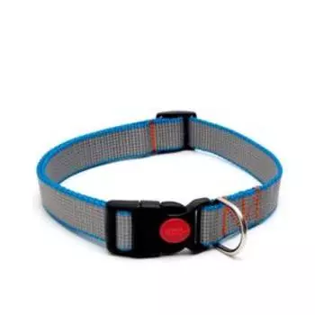 Ошейник капроновый, фастекс с замком, 70 х 2,5 см, ОШ до 60 см, серый с синим краем