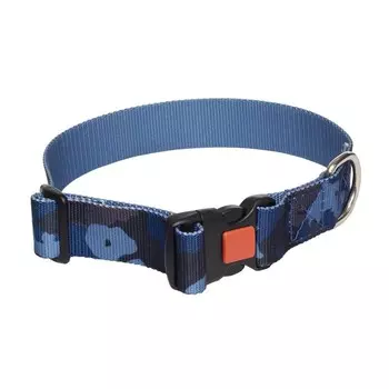 Ошейник капроновый "Камуфляж" с фастексом и блокировкой, 3 см, ОШ 47-57 см, синий