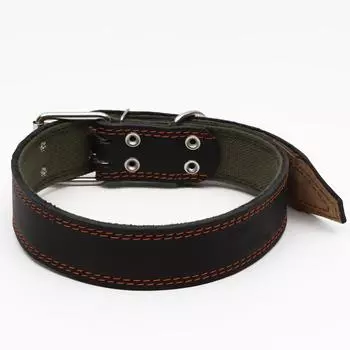 Ошейник комбинированный кожа/брезент, 834.5 см, ОШ 50-70 см, чёрный
